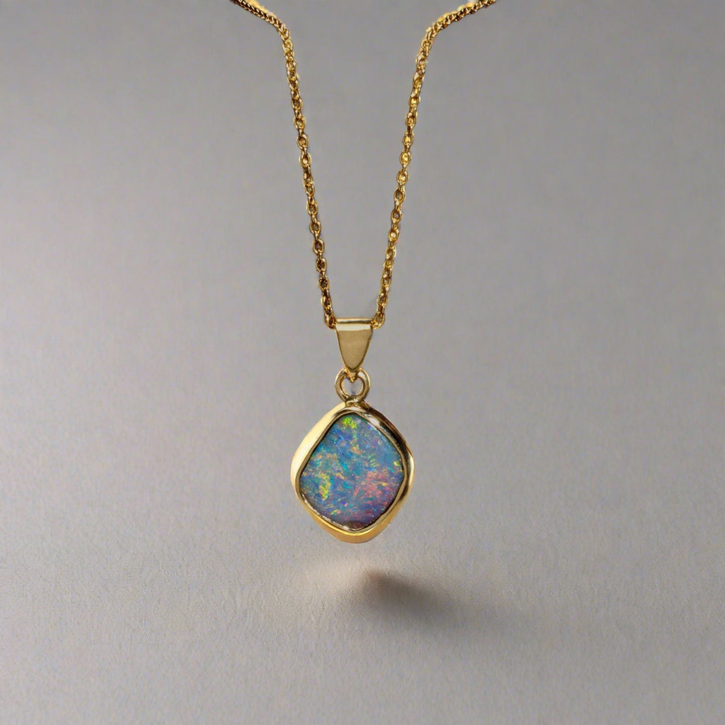 One-of-a-Kind 18k Gold Pendant with Vibrant Australian Boulder Opal