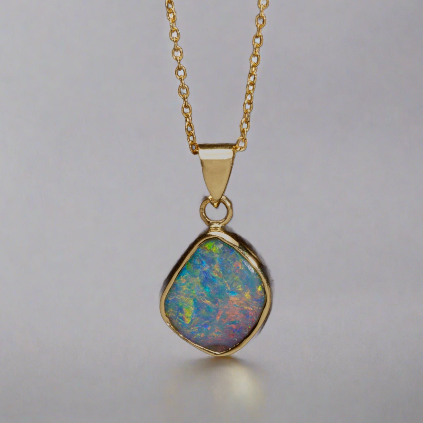 One-of-a-Kind 18k Gold Pendant with Vibrant Australian Boulder Opal