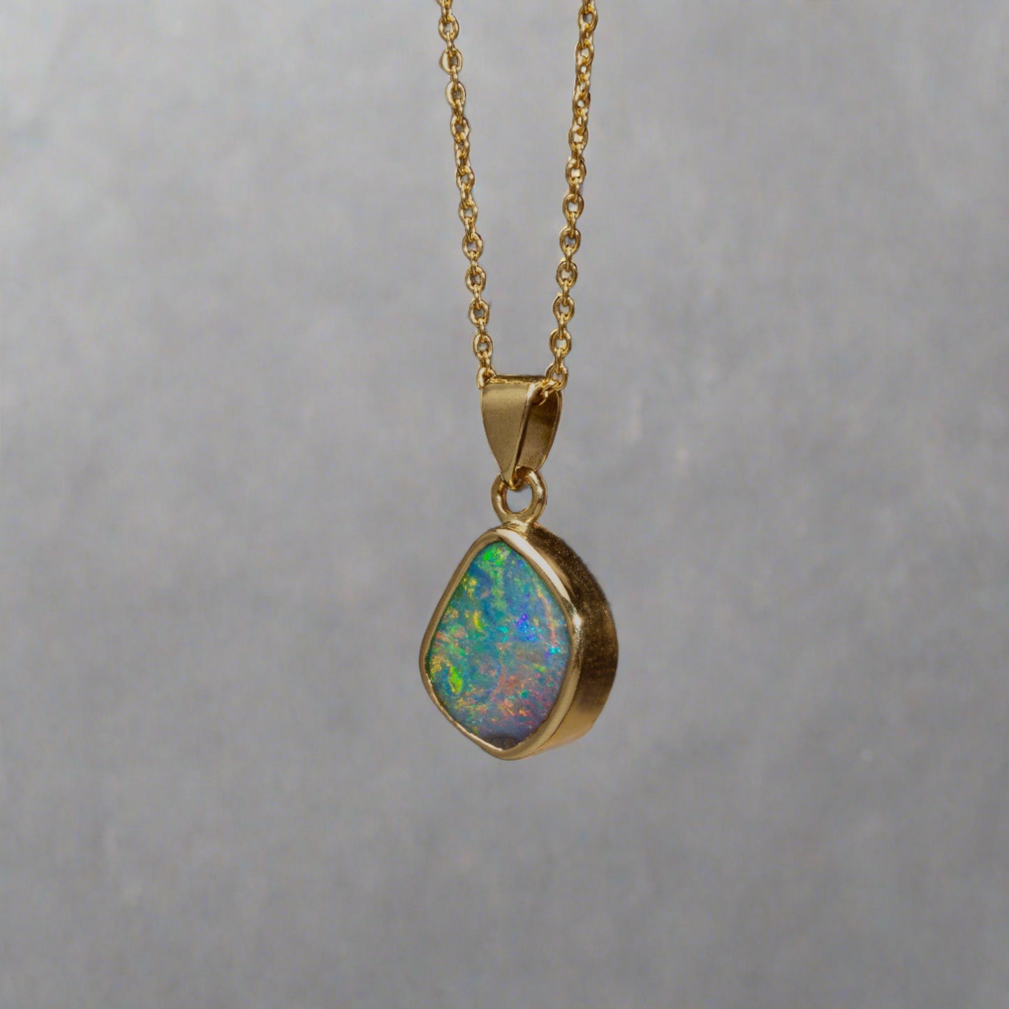One-of-a-Kind 18k Gold Pendant with Vibrant Australian Boulder Opal