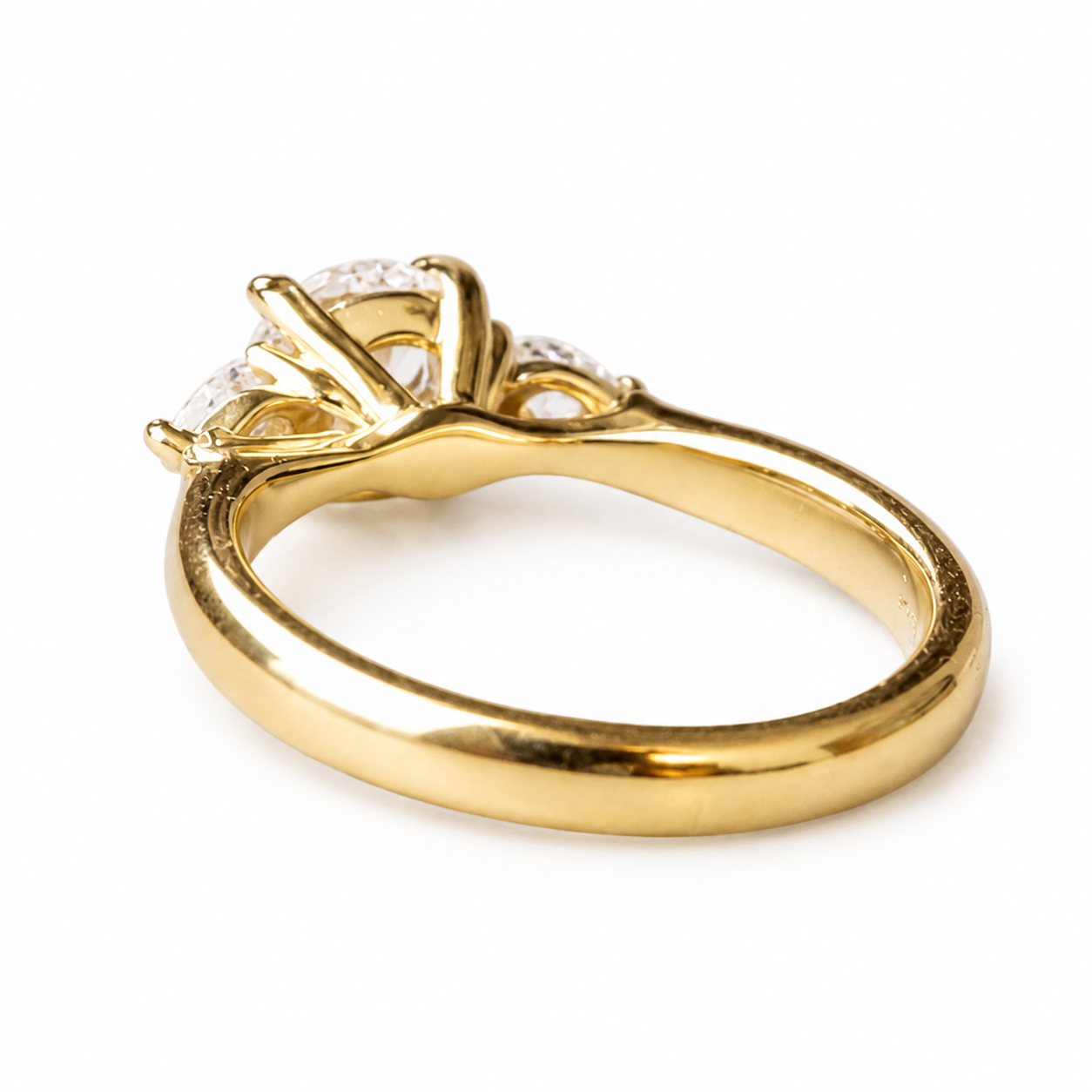 Luxury 14K Gold Diamond Three Stone Engagement Ring