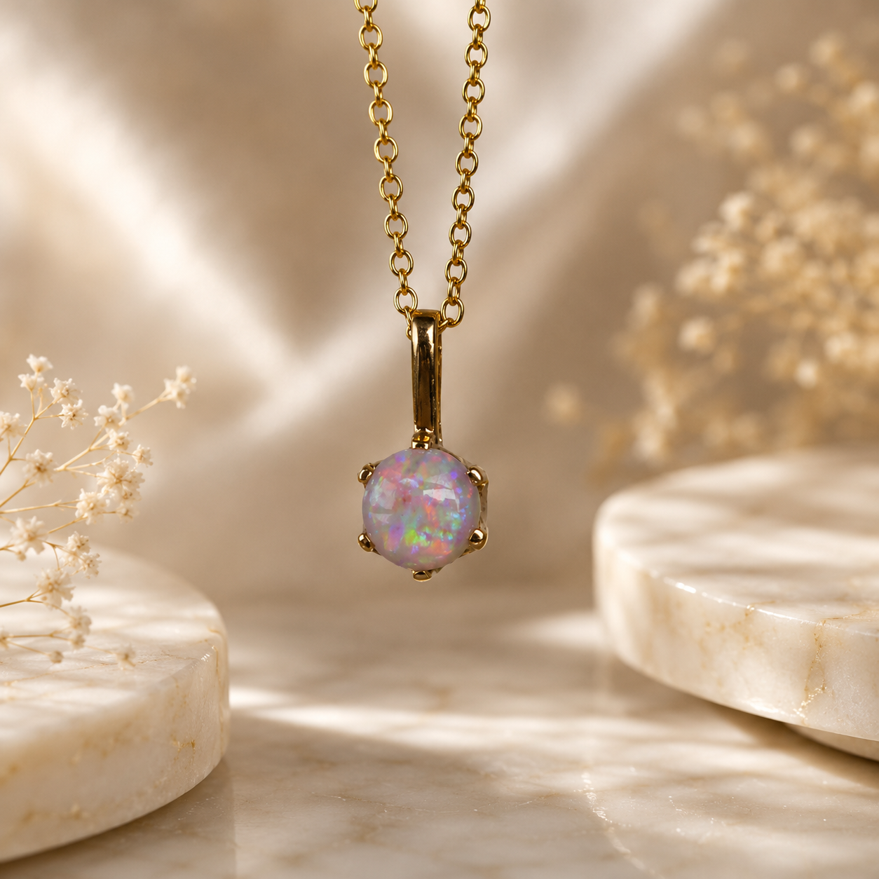 Stunning 18k Gold Lightning Ridge Australian Opal Pendant