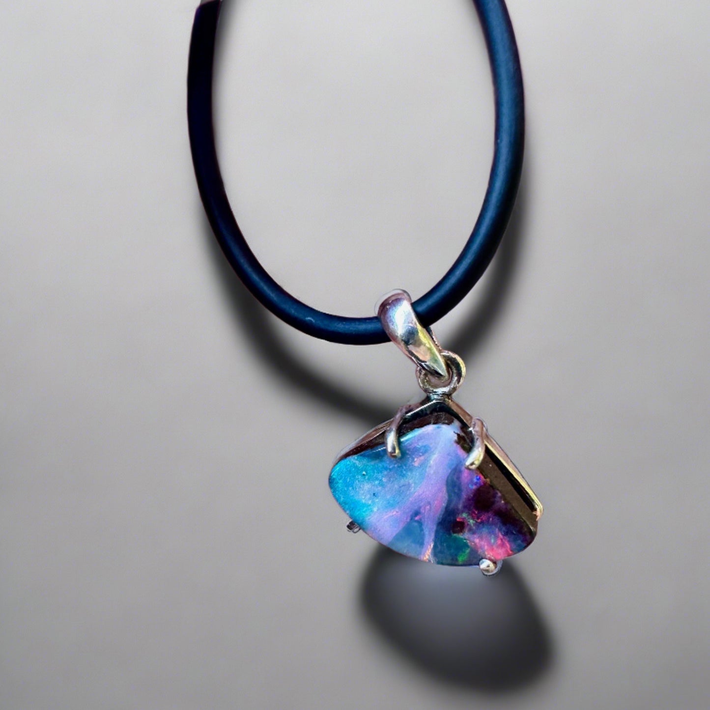 Colours of the Rainbow Sterling Silver Australian Boulder Opal Pendant