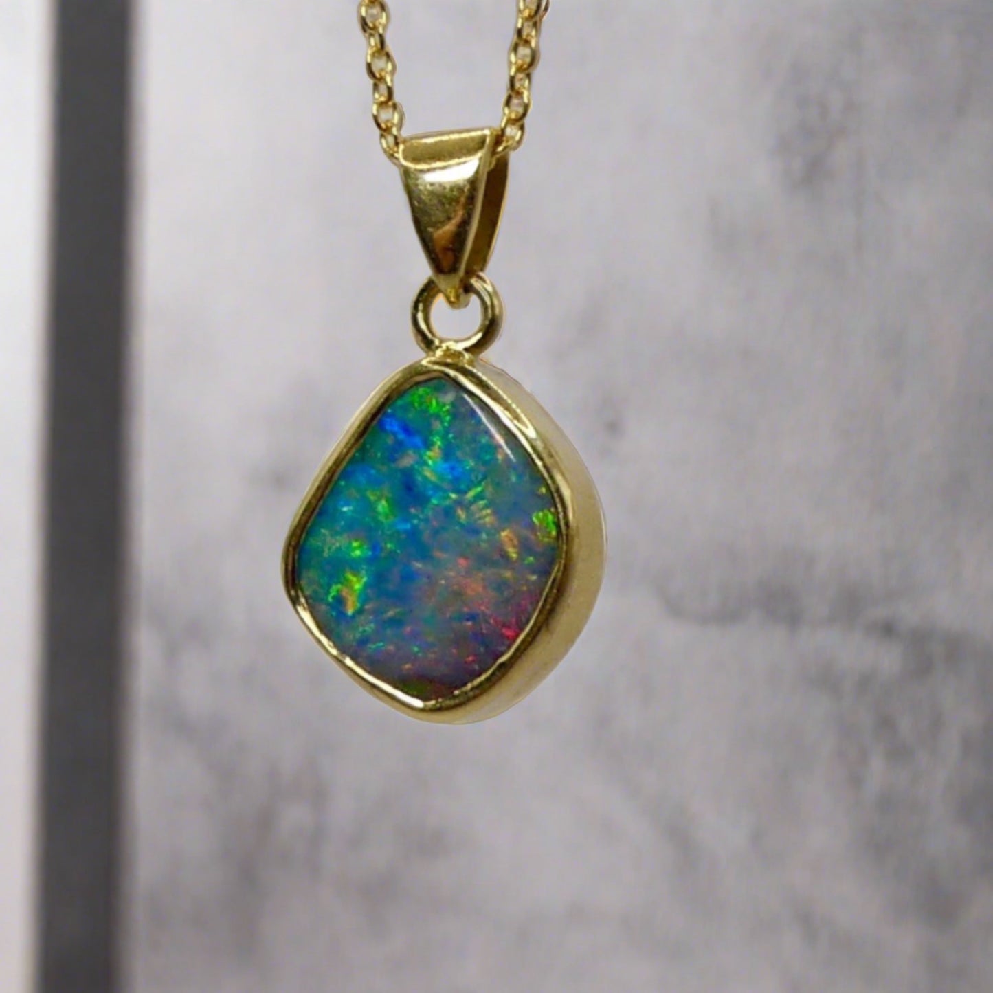 One-of-a-Kind 18k Gold Pendant with Vibrant Australian Boulder Opal