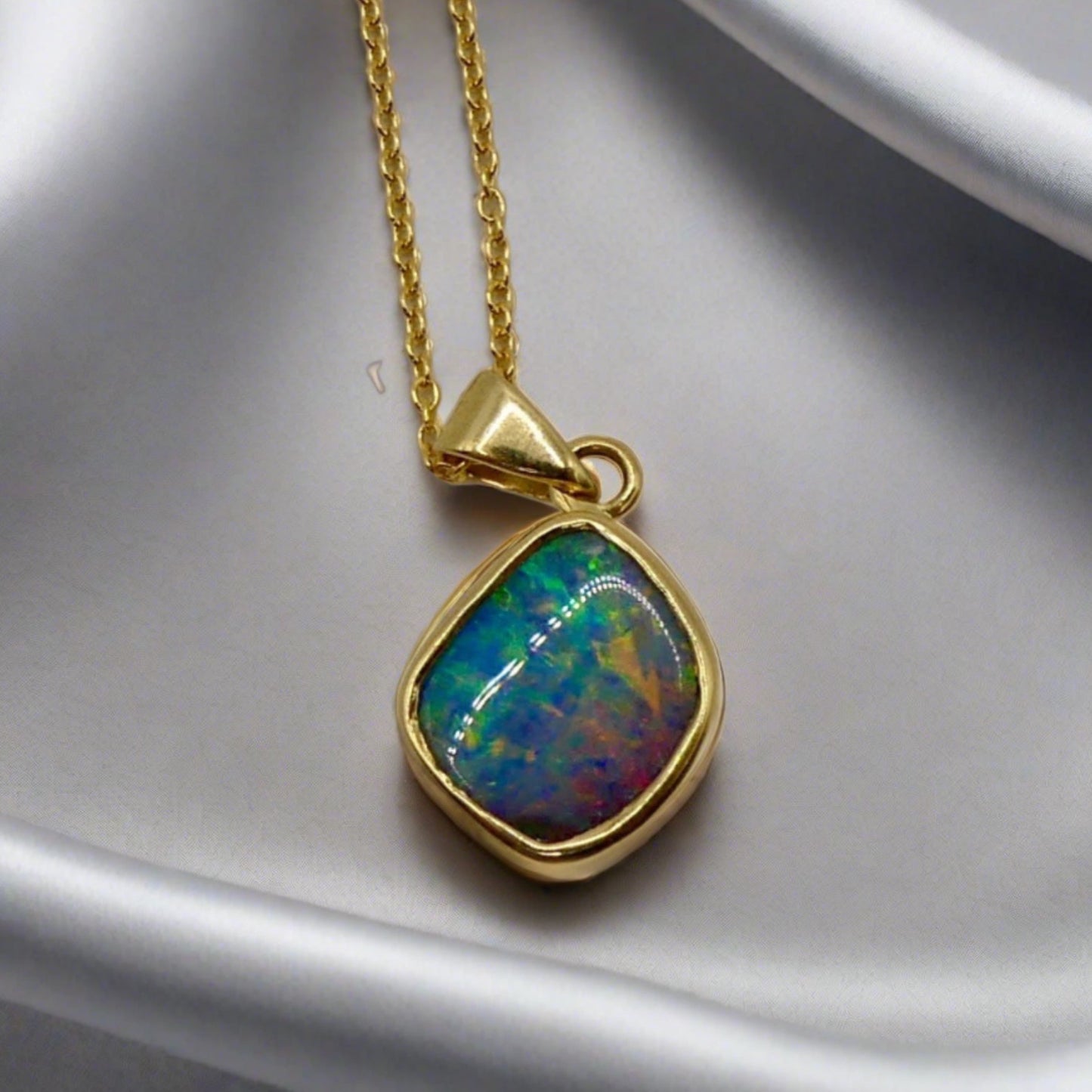 One-of-a-Kind 18k Gold Pendant with Vibrant Australian Boulder Opal