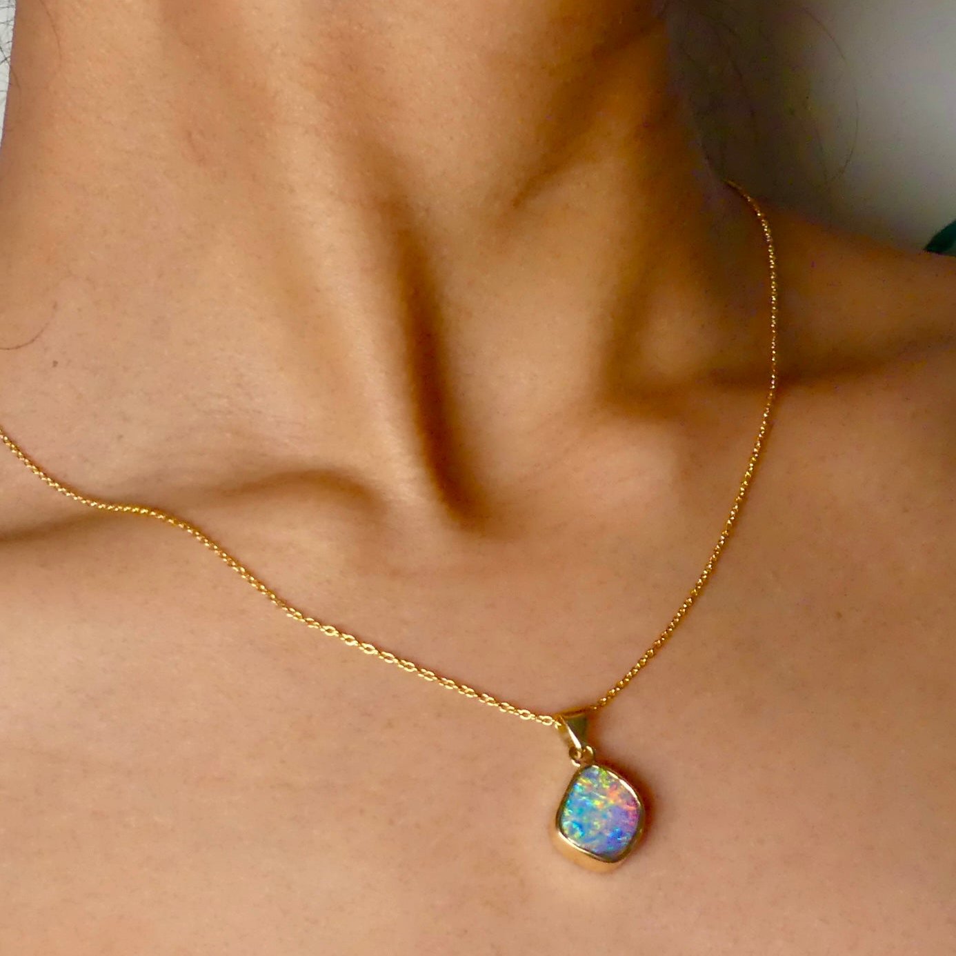 One-of-a-Kind 18k Gold Pendant with Vibrant Australian Boulder Opal