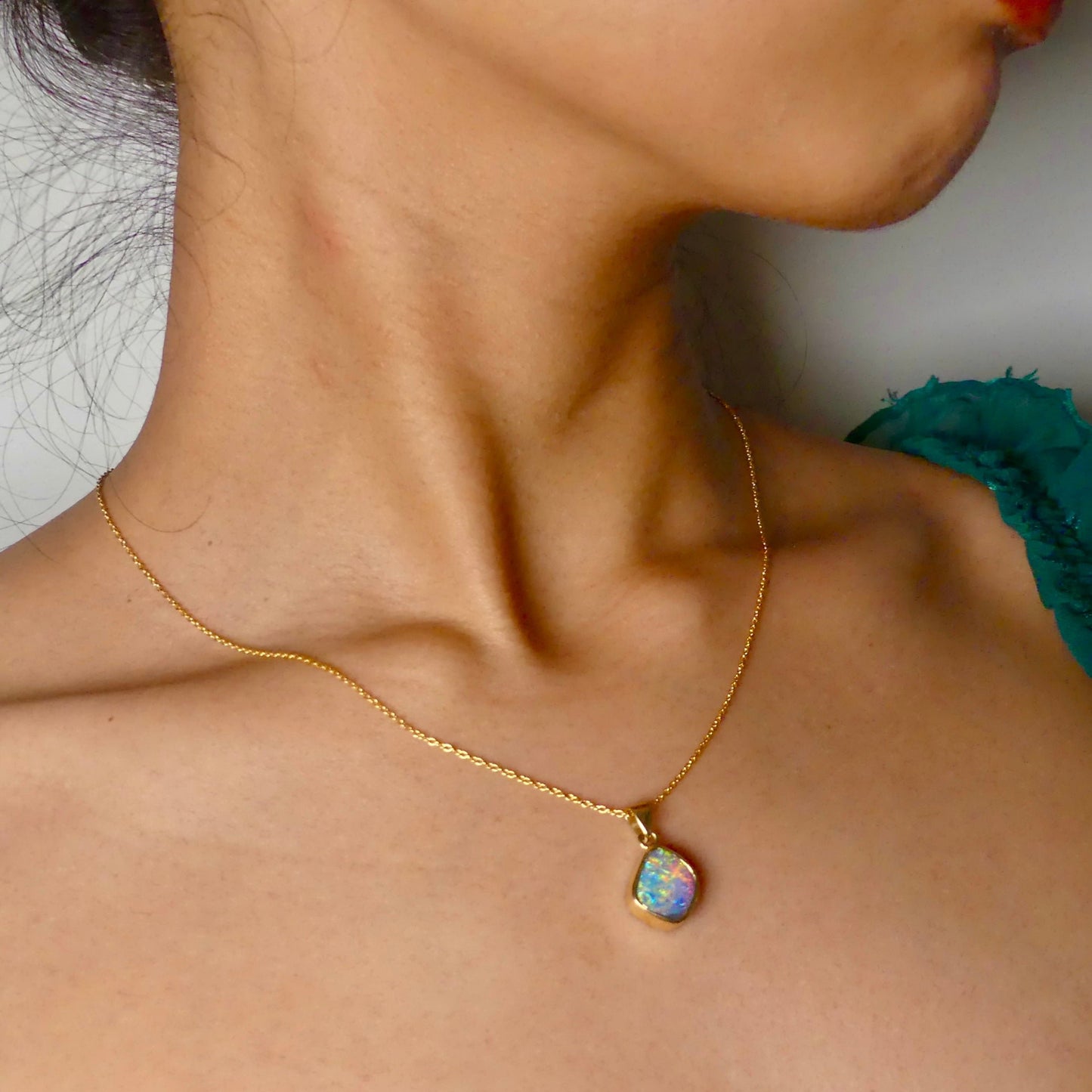 One-of-a-Kind 18k Gold Pendant with Vibrant Australian Boulder Opal