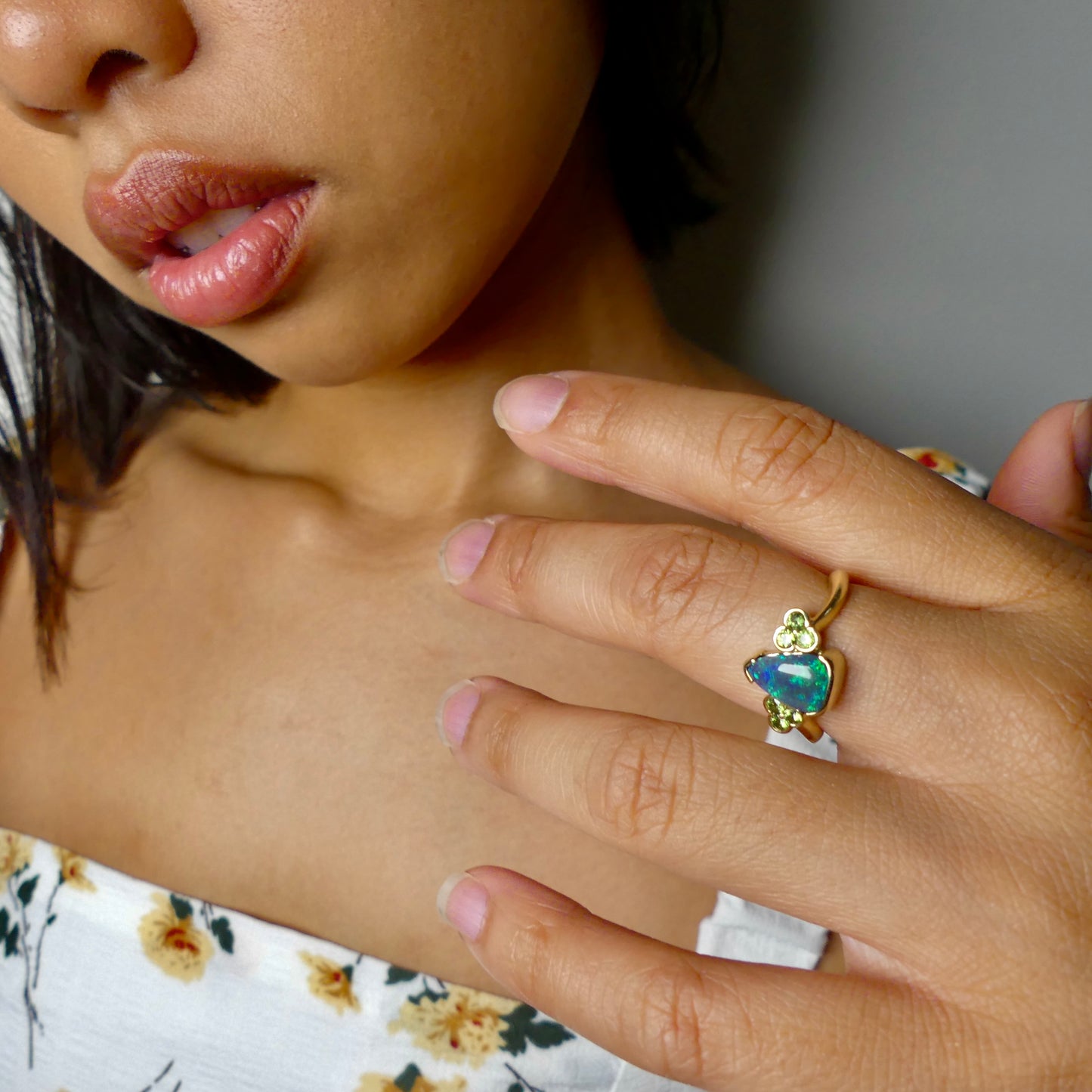 Timeless Elegance 14k Gold Australian Black Opal Ring