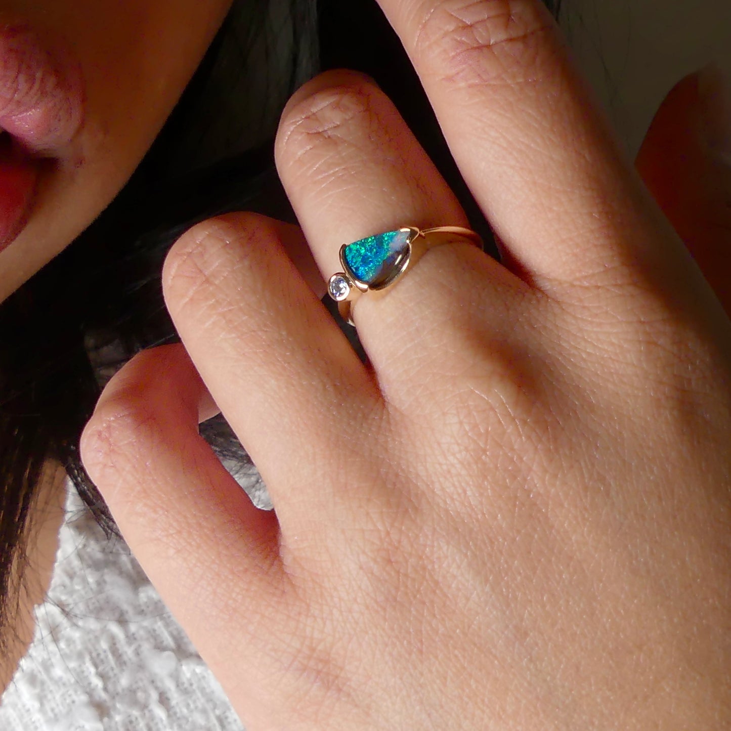 Beautiful 9K Gold Australian Boulder Opal Ring