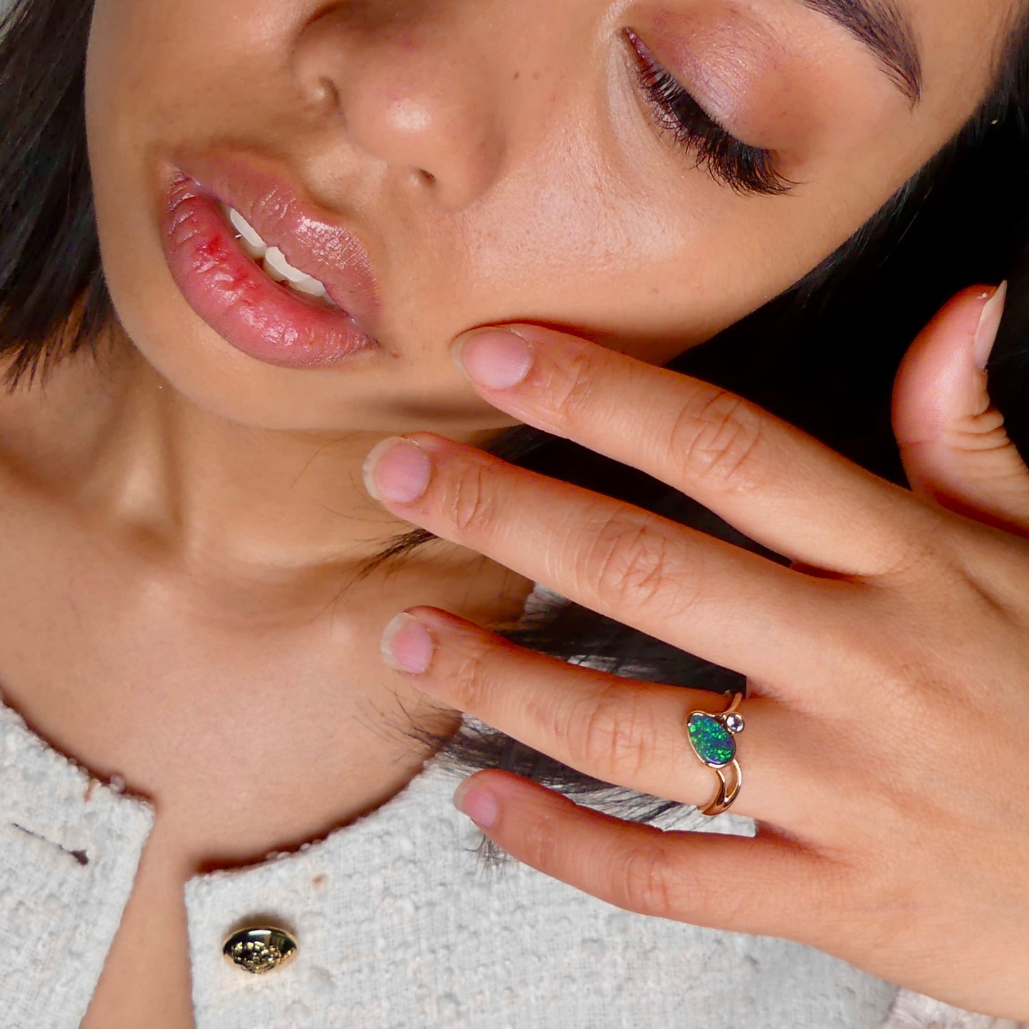 Beautiful 9k Gold Australian Black Opal Ring.