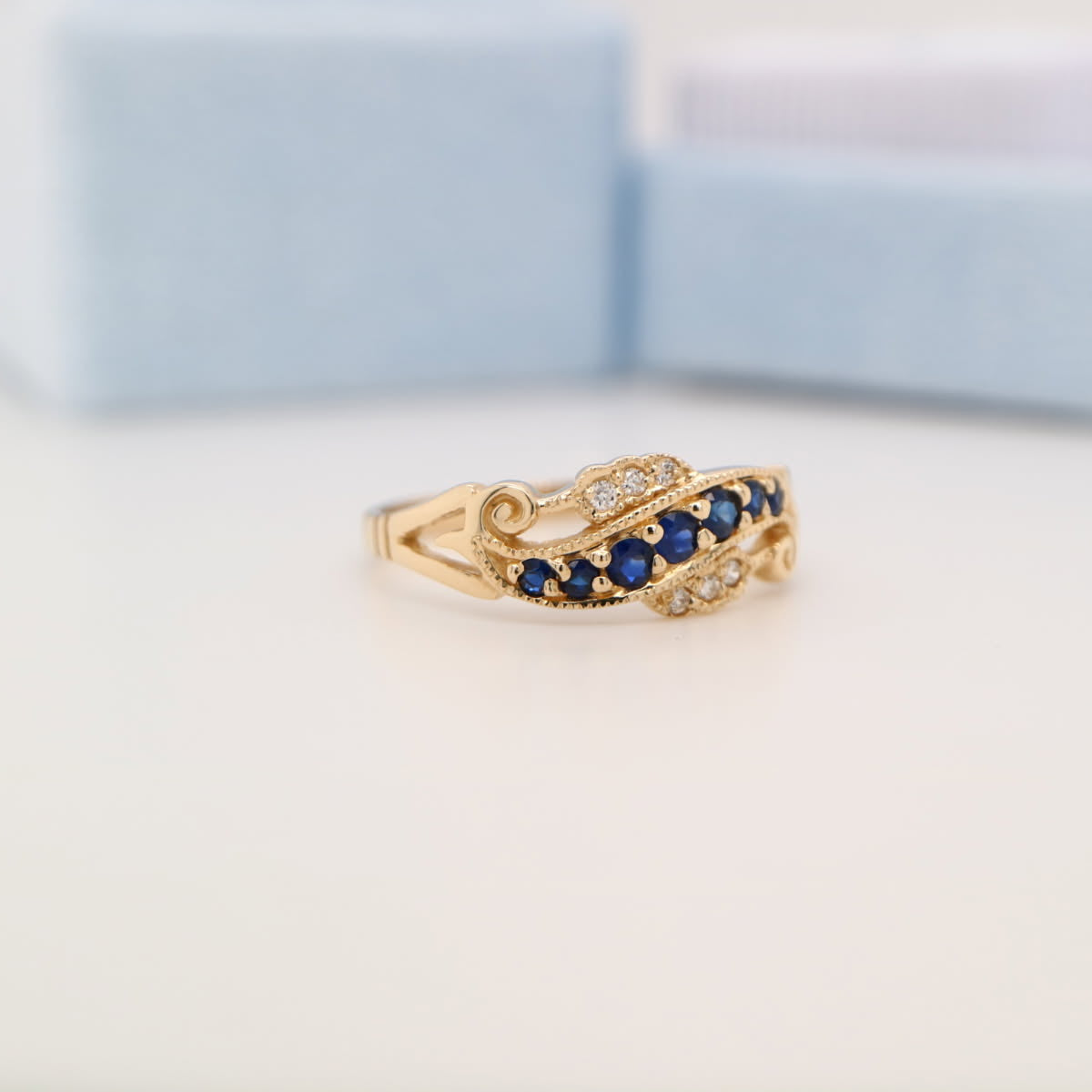 9k Yellow Gold Sapphire And Diamond Eternity Ring