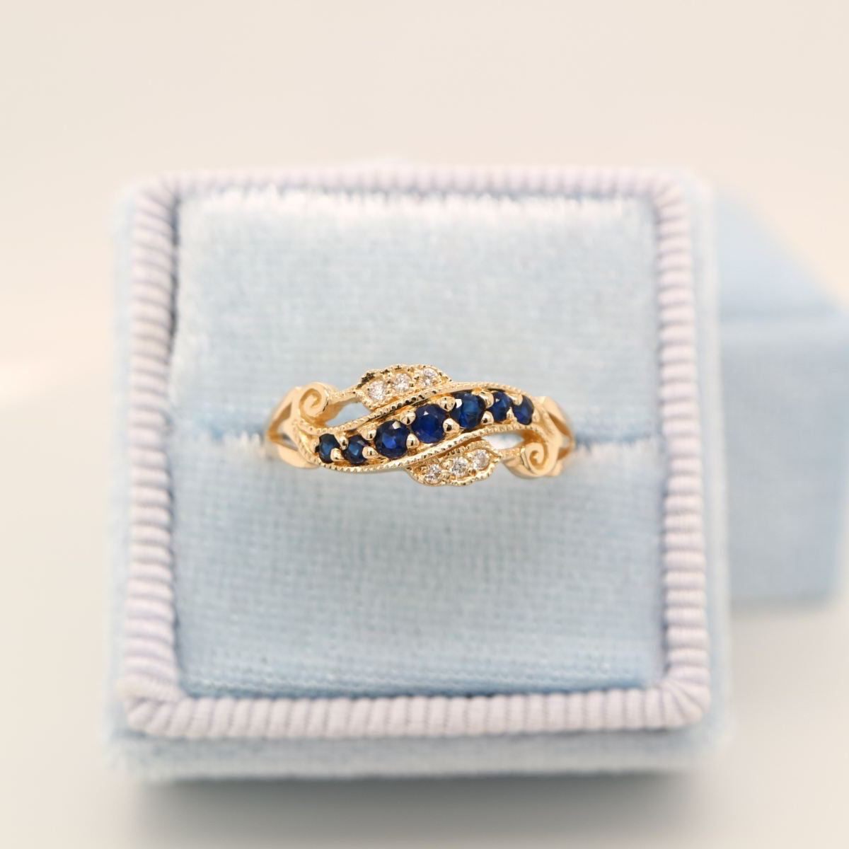 9k Yellow Gold Sapphire And Diamond Eternity Ring