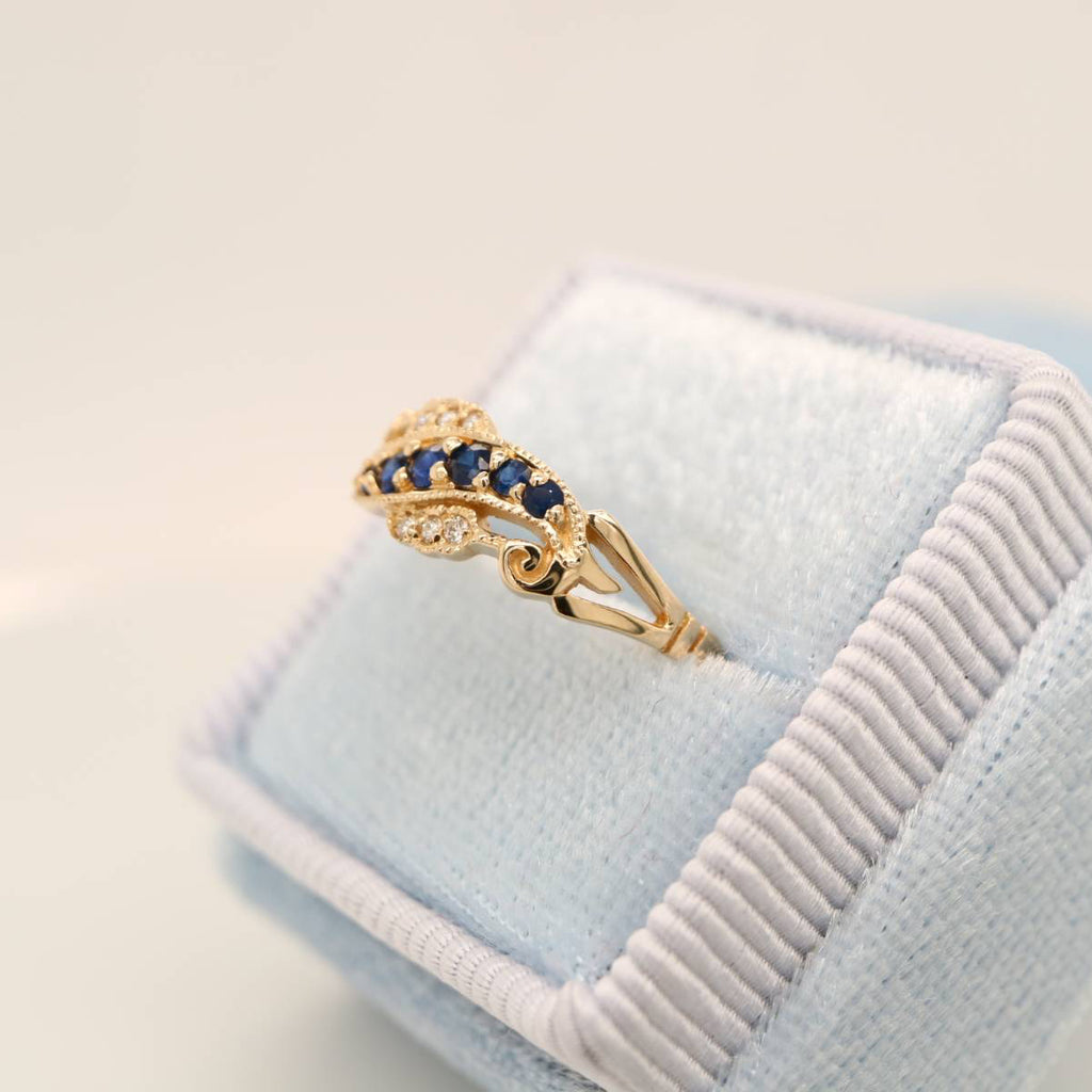9k Yellow Gold Sapphire And Diamond Eternity Ring