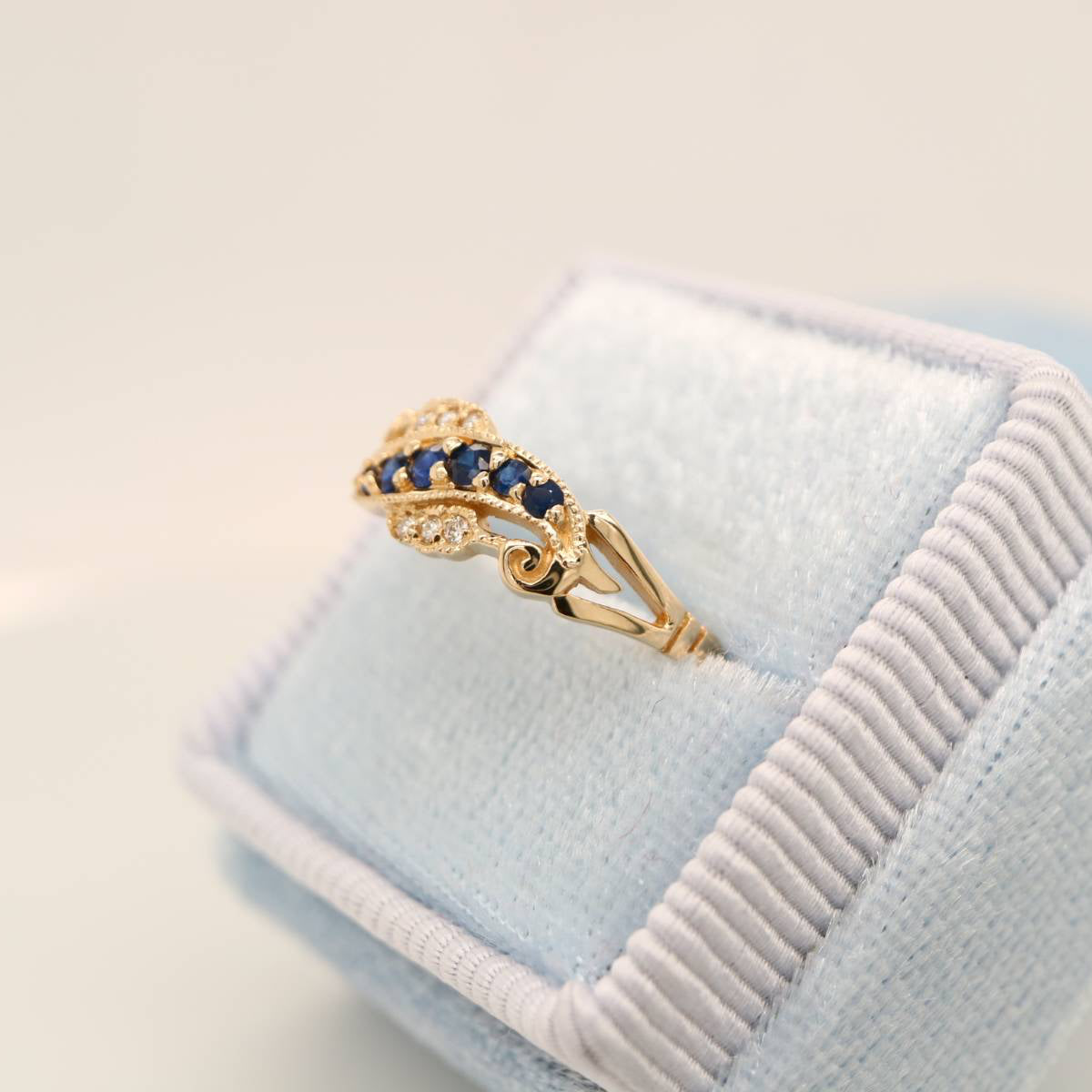 9k Yellow Gold Sapphire And Diamond Eternity Ring