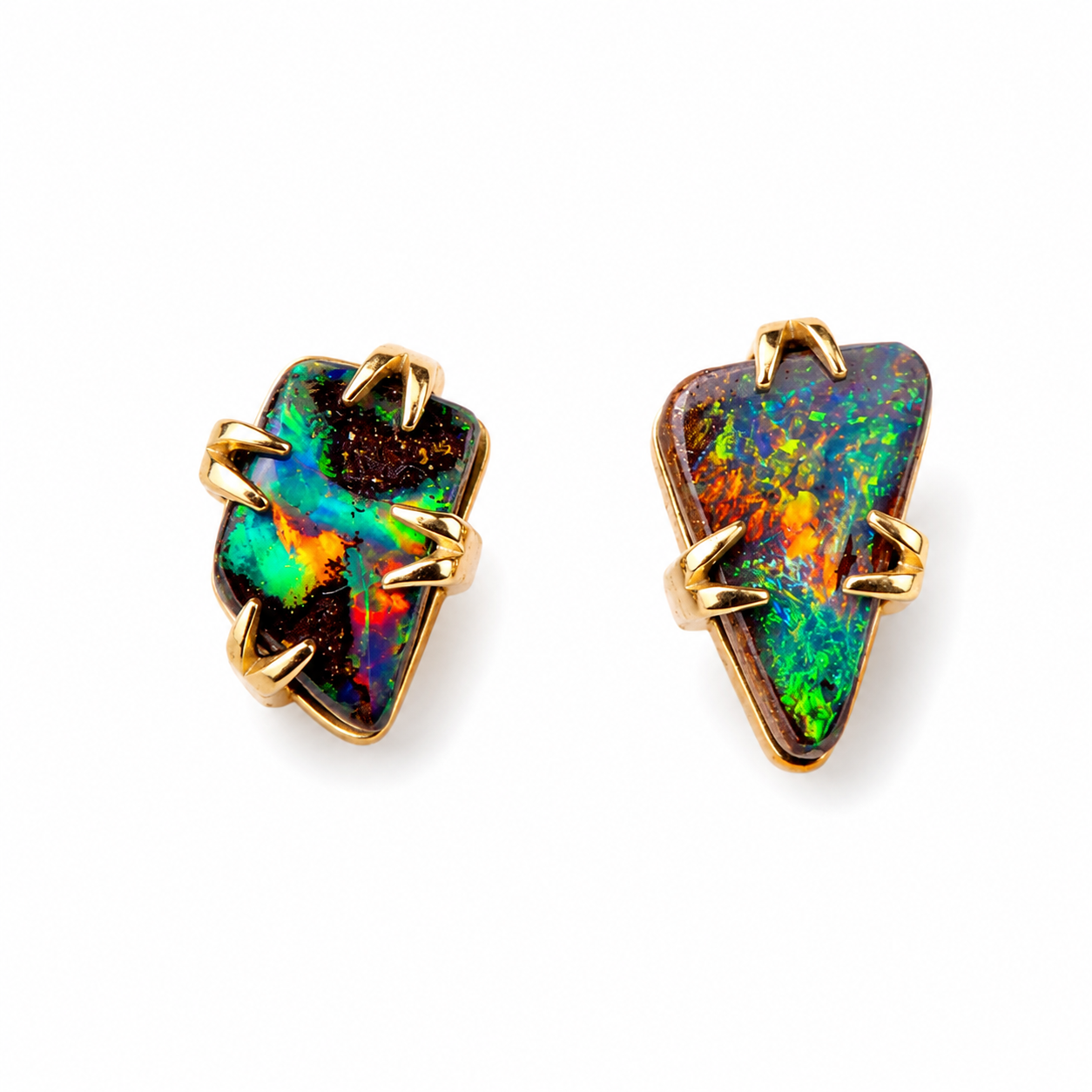 Unique 9K Gold Boulder Opal Earrings