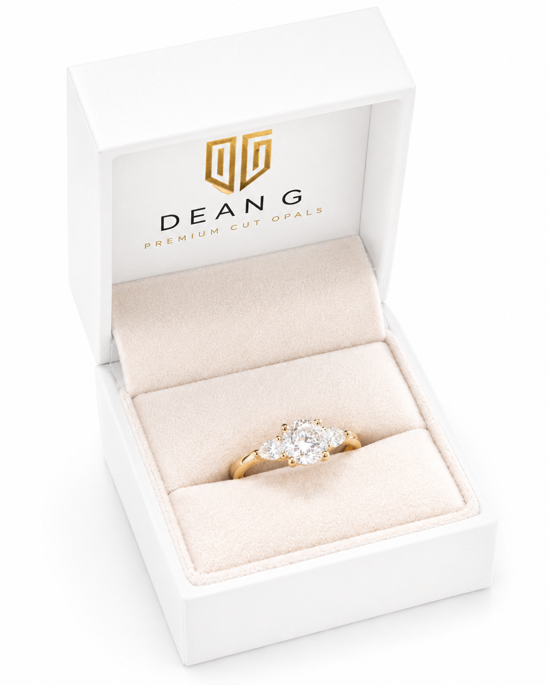 Luxury 14K Gold Diamond Three Stone Engagement Ring