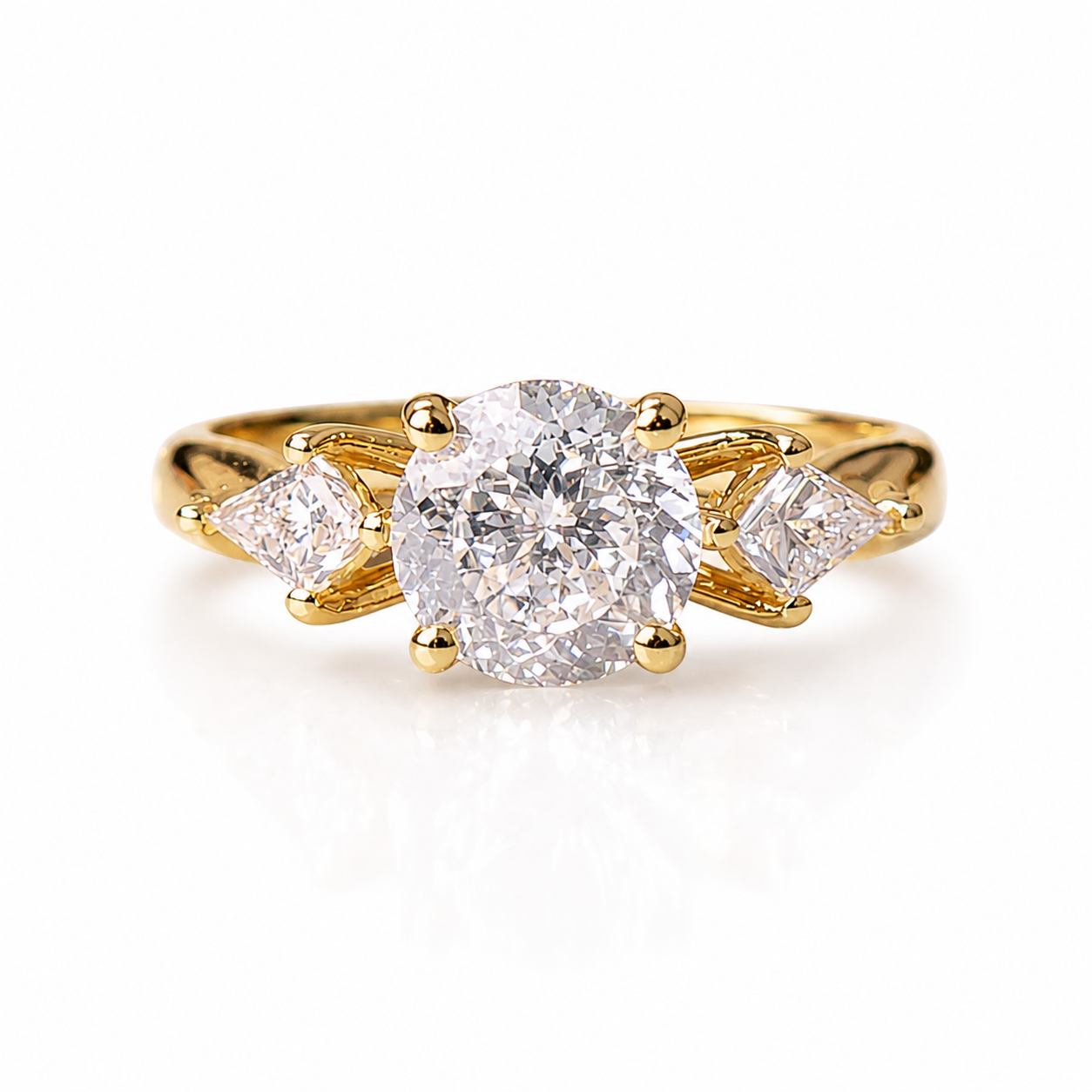 Signature 14k Gold 1.5ct Diamond Three-Stone Engagement Ring