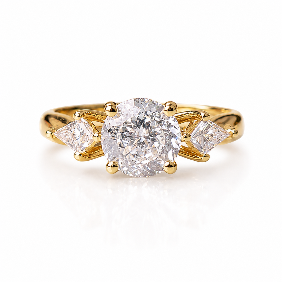 Signature 14k Gold 1.5ct Diamond Three-Stone Engagement Ring