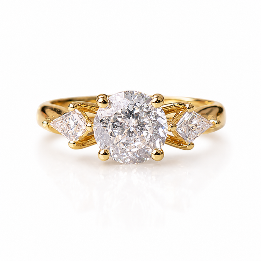 Signature 14k Gold 1.5ct Diamond Three-Stone Engagement Ring