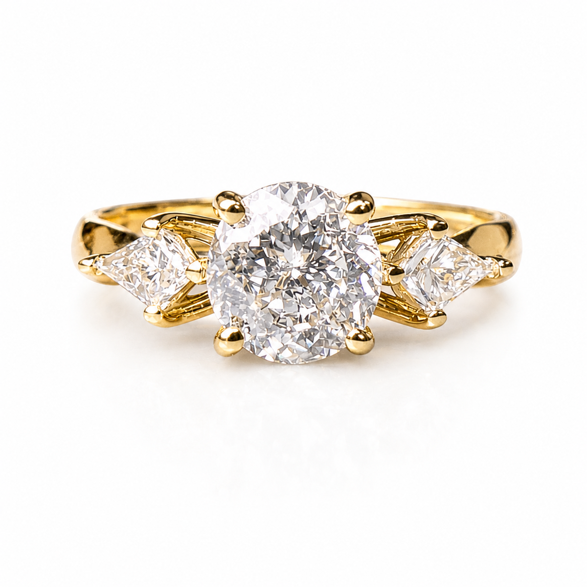 Signature 14k Gold 1.5ct Diamond Three-Stone Engagement Ring
