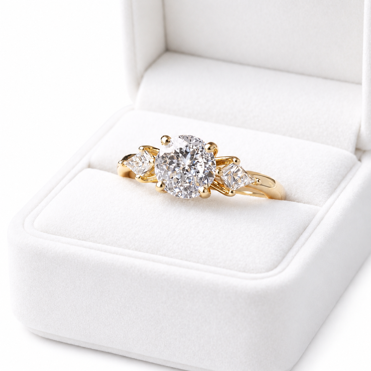 Signature 14k Gold 1.5ct Diamond Three-Stone Engagement Ring
