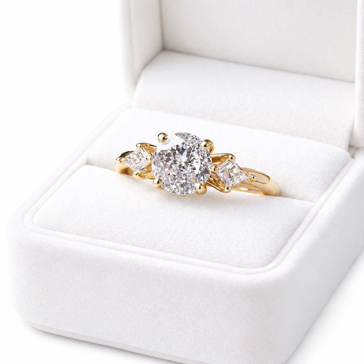Signature 14k Gold 1.5ct Diamond Three-Stone Engagement Ring