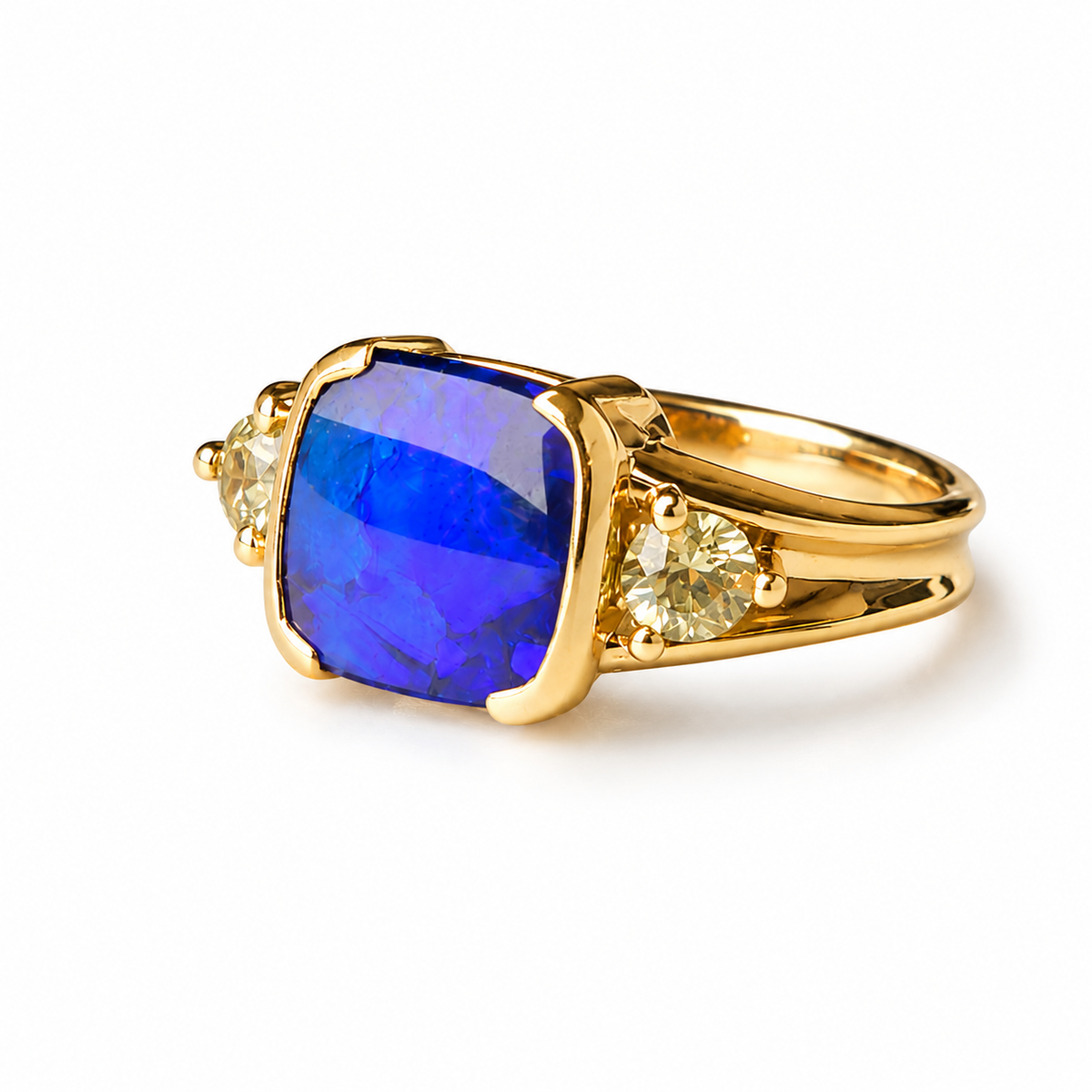 Striking 14K Gold Australian Black Opal Ring