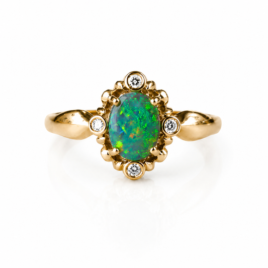 Divine 14K Gold Australian Black Opal Ring