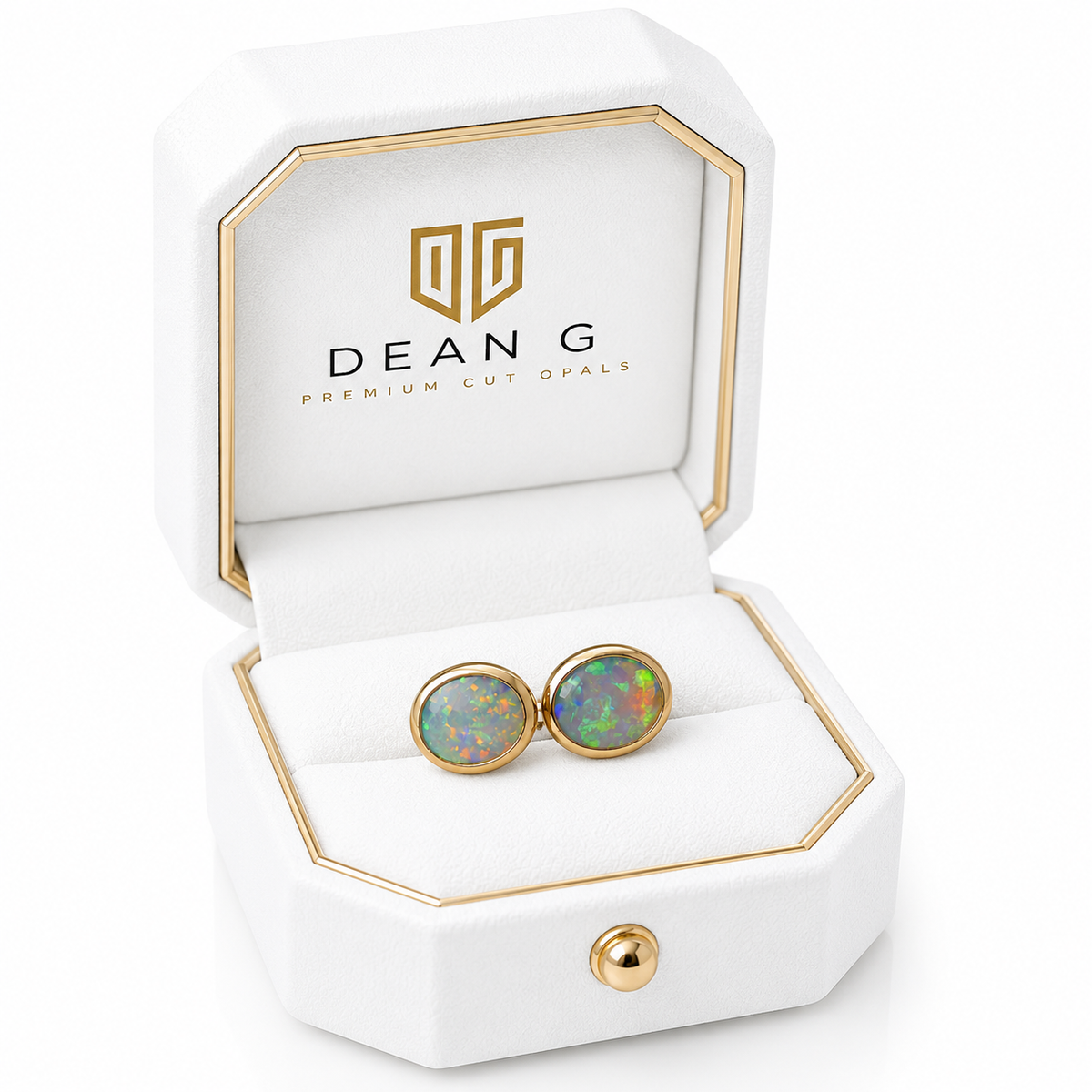 14k Gold Australian Crystal Opal Earrings