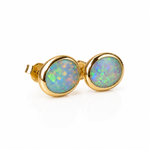 14k Gold Australian Crystal Opal Earrings