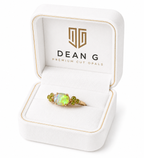 Beautiful 10K Gold Australian Crystal Opal Ring with Natural Sapphire Accents