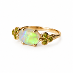 Beautiful 10K Gold Australian Crystal Opal Ring with Natural Sapphire Accents