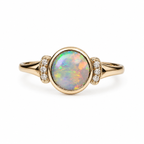 Elegant 10K Gold Australian Crystal Opal & Diamond Ring