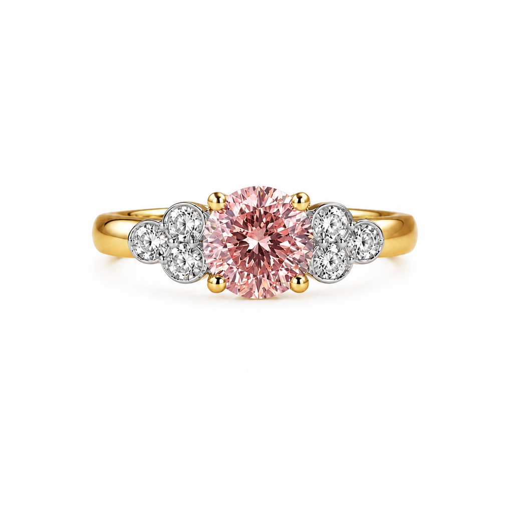 Luxury 18k Gold Pink Diamond Engagement Ring