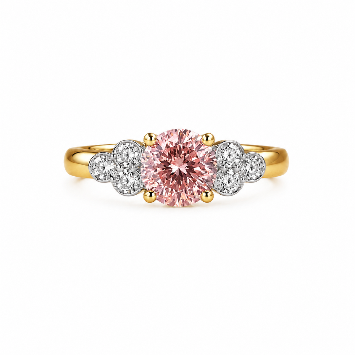 Luxury 18k Gold Pink Diamond Engagement Ring