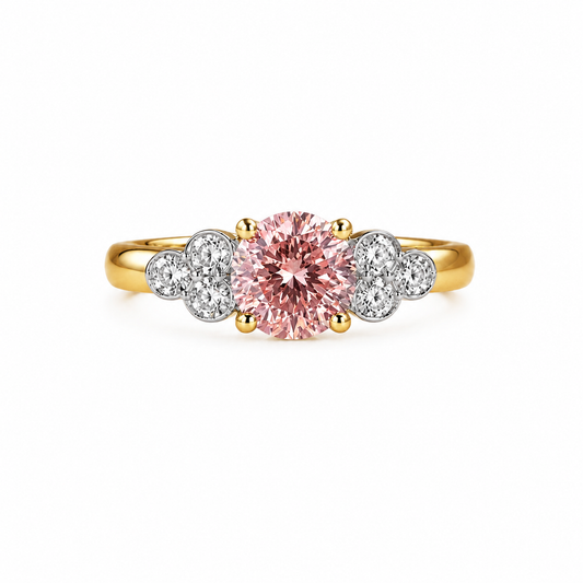 Luxury 18k Gold Pink Diamond Engagement Ring