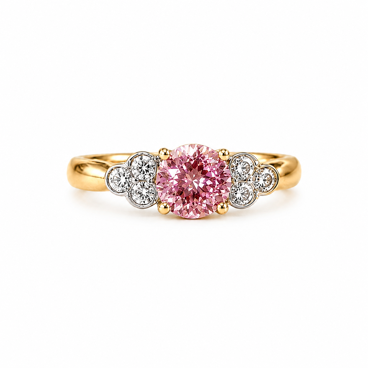 Luxury 18k Gold Pink Diamond Engagement Ring