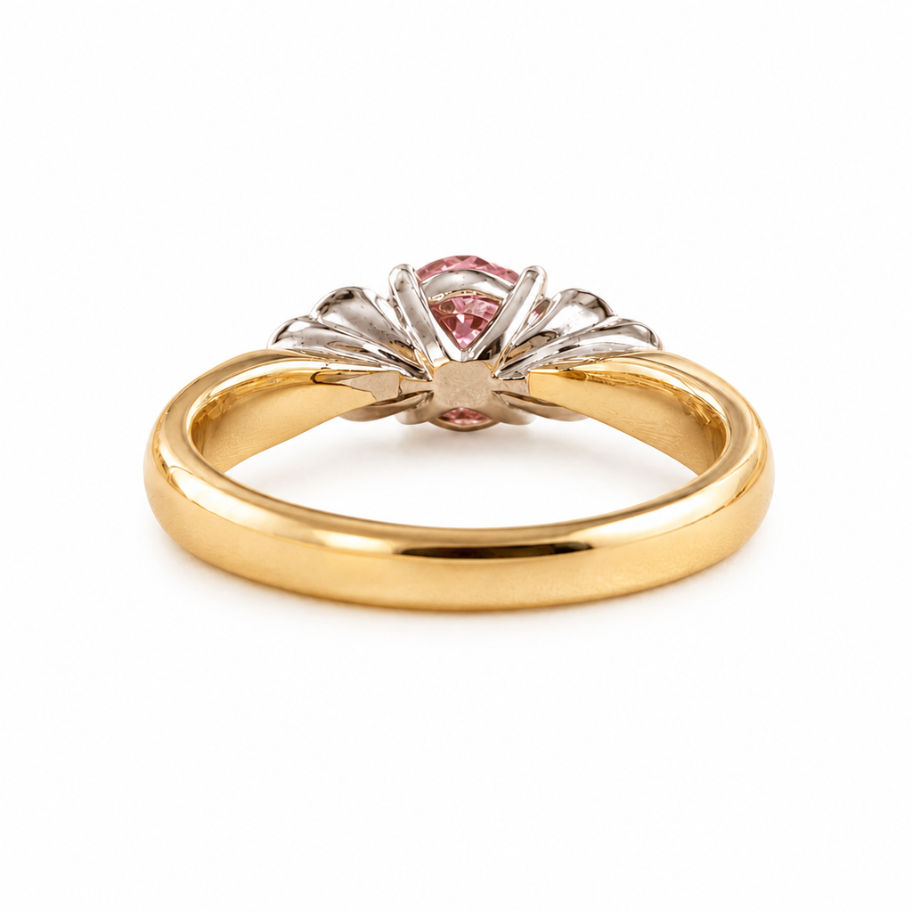 Luxury 18k Gold Pink Diamond Engagement Ring