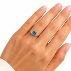 Timeless 18k Gold Blue Diamond Engagement Ring