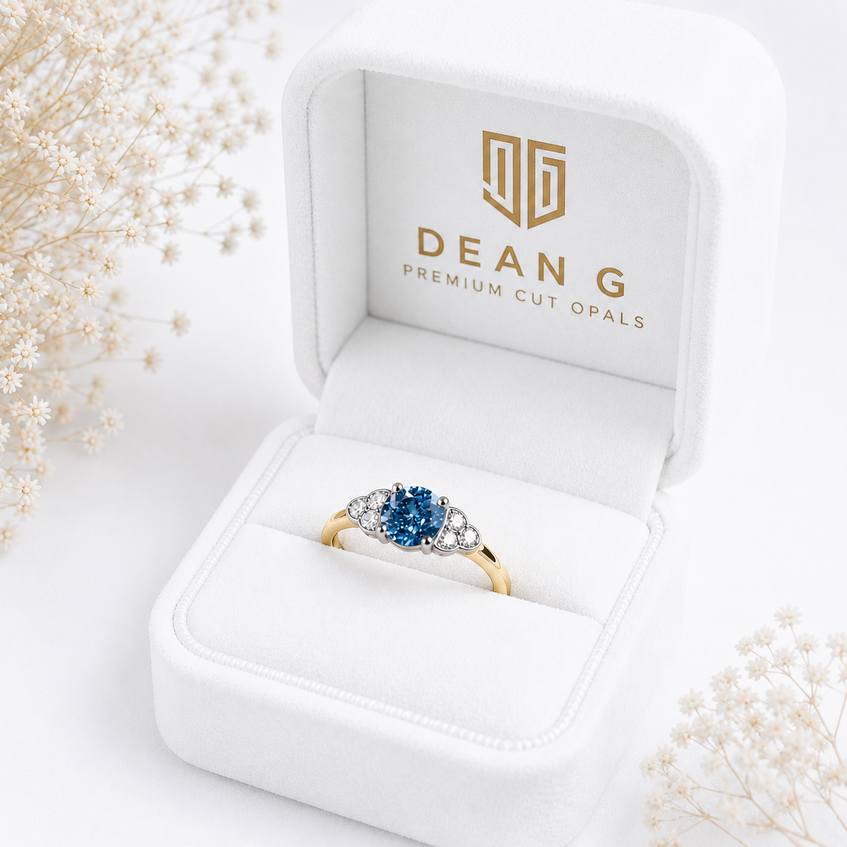 Timeless 18k Gold Blue Diamond Engagement Ring