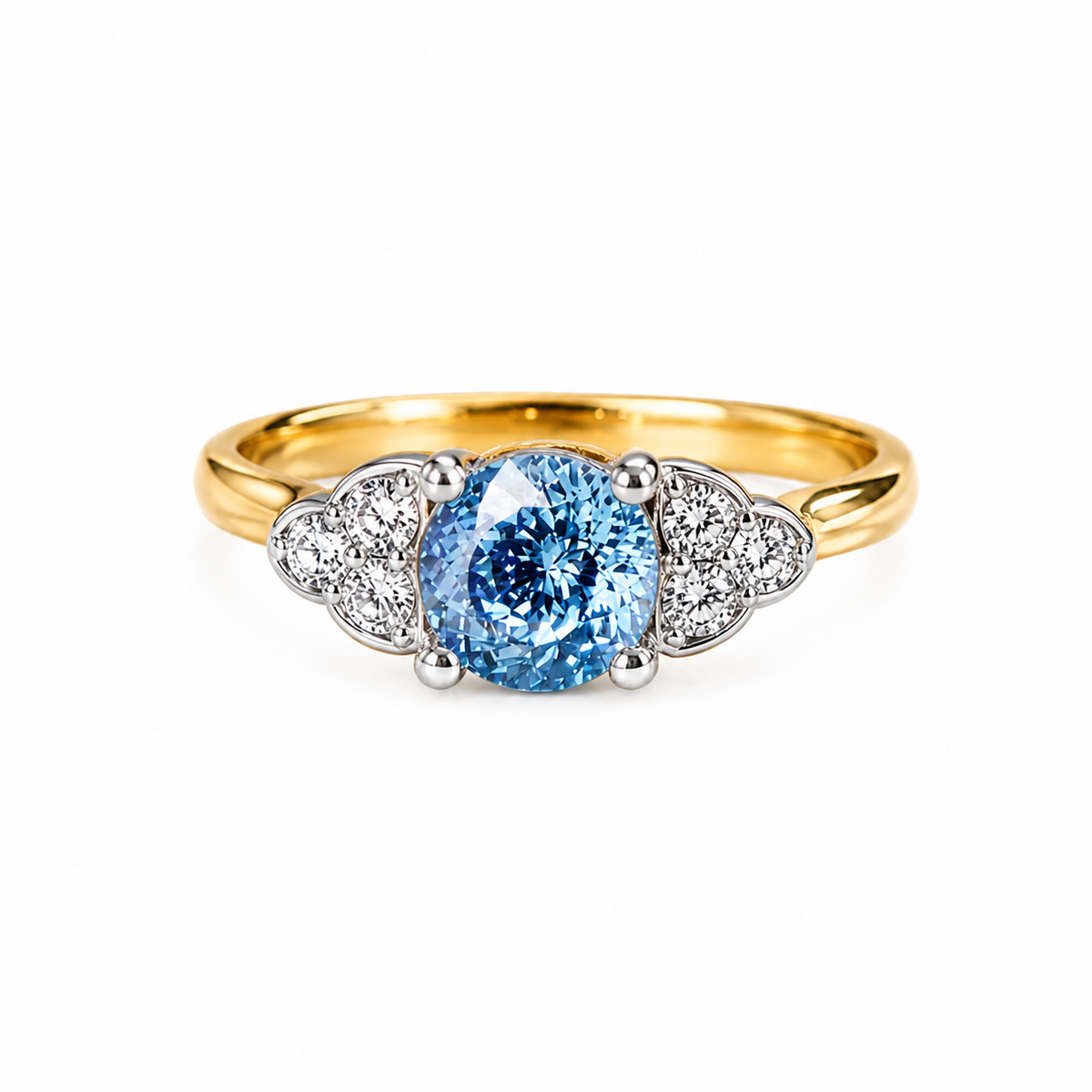 Timeless 18k Gold Blue Diamond Engagement Ring