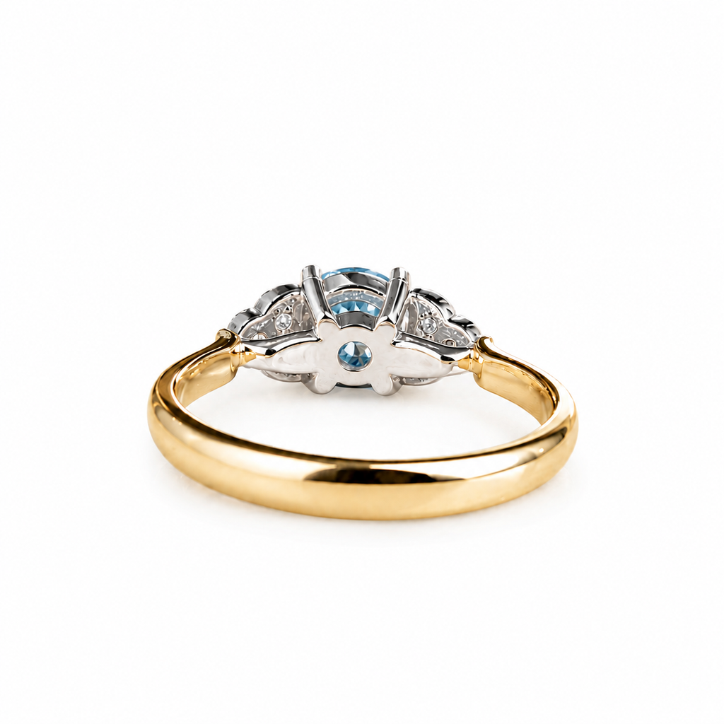 Timeless 18k Gold Blue Diamond Engagement Ring