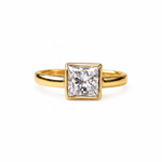 Solid 14K Gold 1.51ct Princess-Cut  Diamond Engagement Ring
