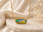 Vibrant 18k Gold Australian Crystal Opal Pendant Breathtaking Beauty