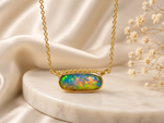 Vibrant 18k Gold Australian Crystal Opal Pendant Breathtaking Beauty