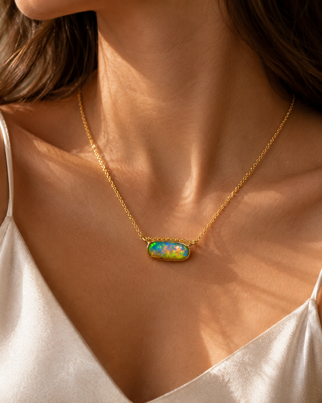 Vibrant 18k Gold Australian Crystal Opal Pendant Breathtaking Beauty