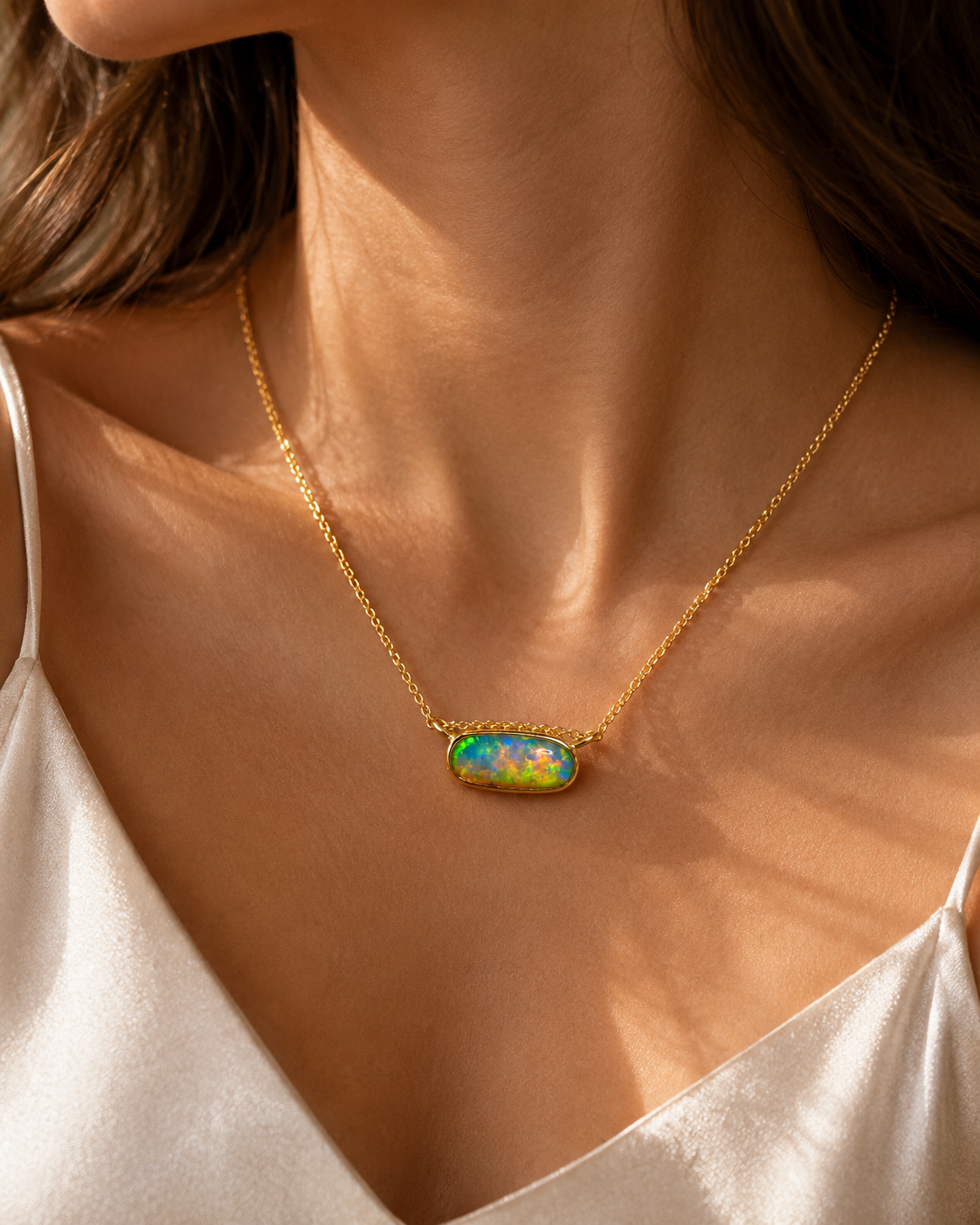 Vibrant 18k Gold Australian Crystal Opal Pendant Breathtaking Beauty