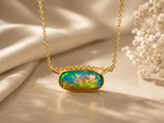 Vibrant 18k Gold Australian Crystal Opal Pendant Breathtaking Beauty