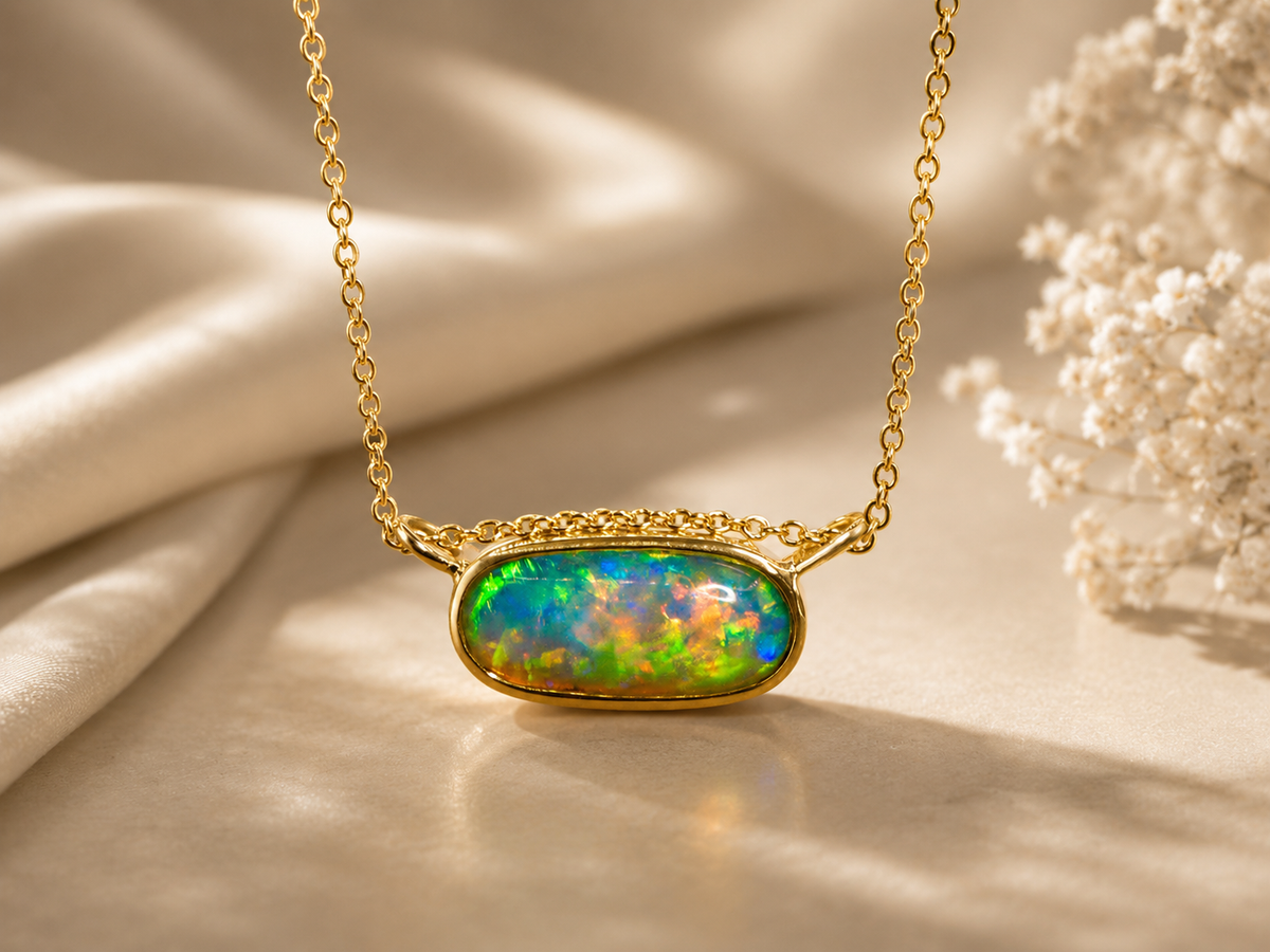 Vibrant 18k Gold Australian Crystal Opal Pendant Breathtaking Beauty