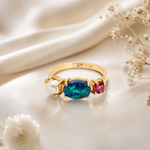 Elegant Statement Piece  Australian Black Opal Ring in 14k Gold