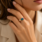 Elegant Statement Piece  Australian Black Opal Ring in 14k Gold